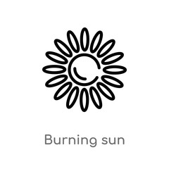 outline burning sun vector icon. isolated black simple line element illustration from meteorology concept. editable vector stroke burning sun icon on white background