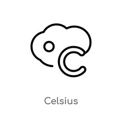 outline celsius vector icon. isolated black simple line element illustration from meteorology concept. editable vector stroke celsius icon on white background