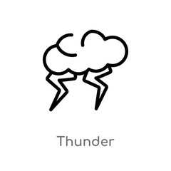 outline thunder vector icon. isolated black simple line element illustration from meteorology concept. editable vector stroke thunder icon on white background