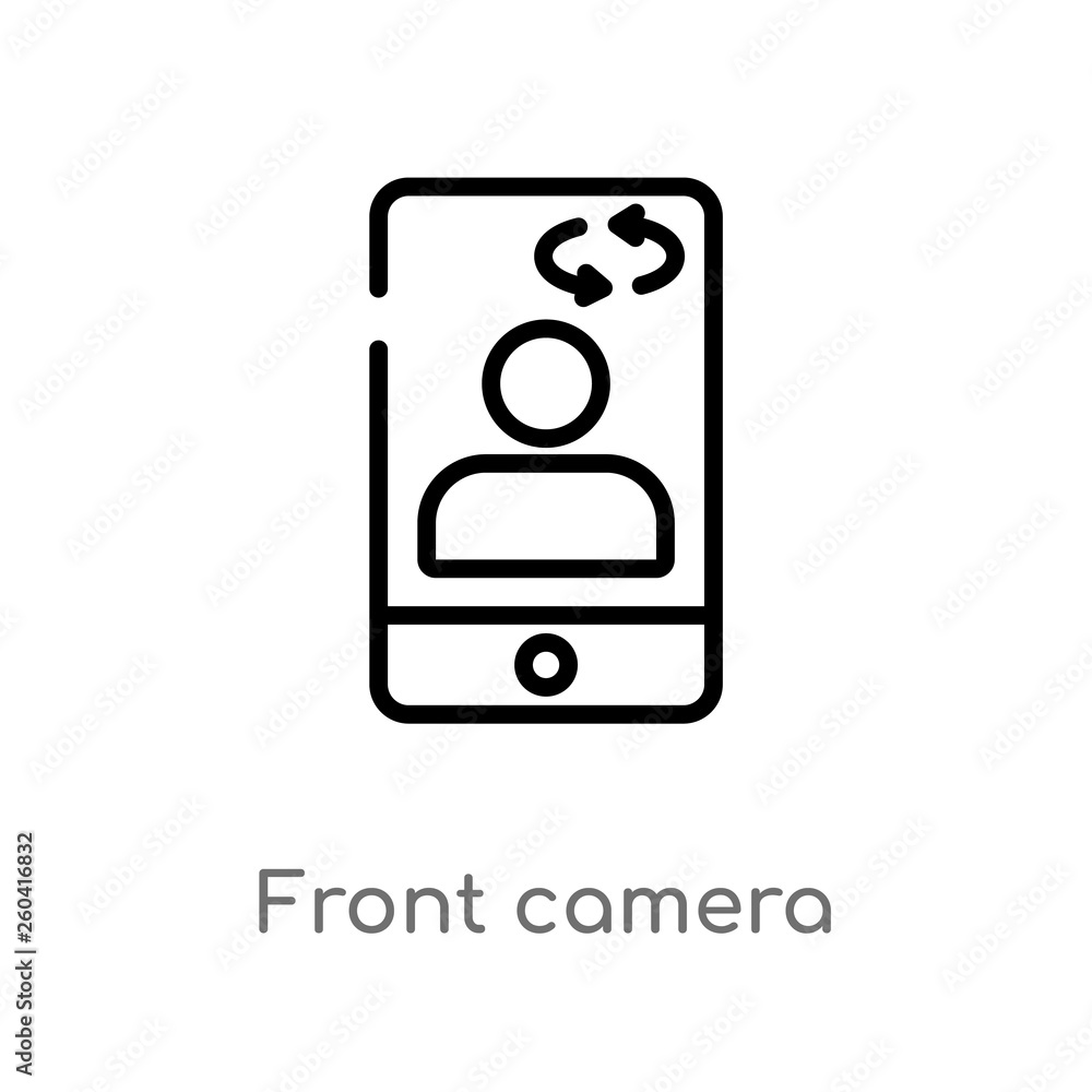 Poster outline front camera vector icon. isolated black simple line element illustration from miscellaneous