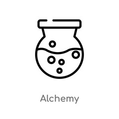 outline alchemy vector icon. isolated black simple line element illustration from miscellaneous concept. editable vector stroke alchemy icon on white background