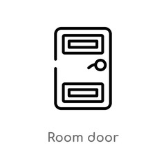 outline room door vector icon. isolated black simple line element illustration from miscellaneous concept. editable vector stroke room door icon on white background