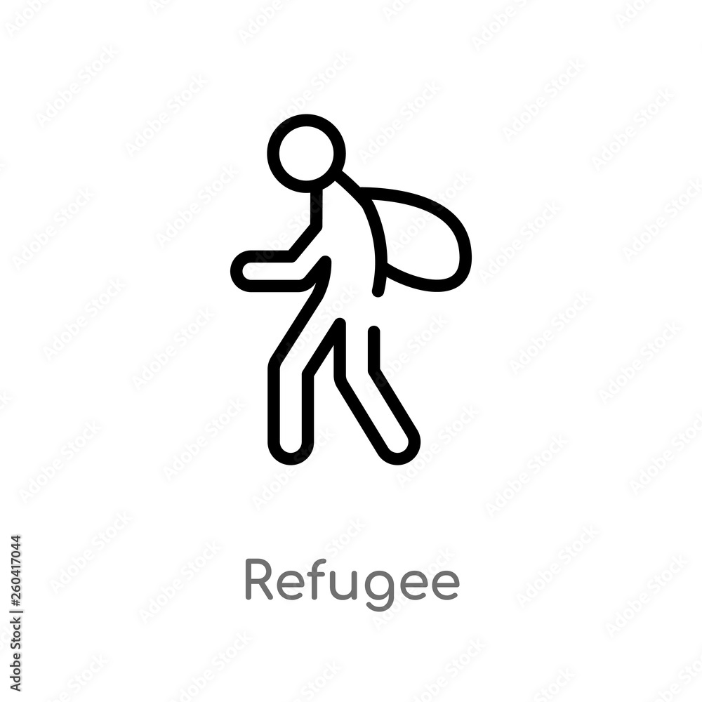 Poster outline refugee vector icon. isolated black simple line element illustration from miscellaneous conc