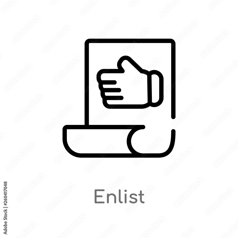 Poster outline enlist vector icon. isolated black simple line element illustration from miscellaneous conce