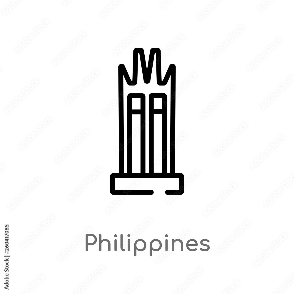 Poster outline philippines vector icon. isolated black simple line element illustration from monuments conc