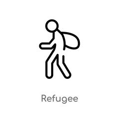 outline refugee vector icon. isolated black simple line element illustration from miscellaneous concept. editable vector stroke refugee icon on white background