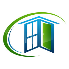 Home window door frame concept design. Symbol graphic template element vector