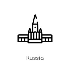 outline russia vector icon. isolated black simple line element illustration from monuments concept. editable vector stroke russia icon on white background
