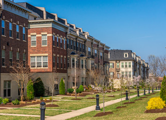 Luxury townhouses in Washington DC National Harbor Potomac Overlook with Brick facade and French...