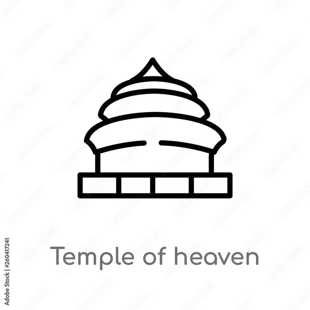 Poster outline temple of heaven in beijing vector icon. isolated black simple line element illustration fro