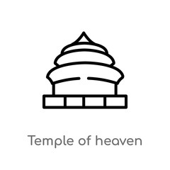 outline temple of heaven in beijing vector icon. isolated black simple line element illustration from monuments concept. editable vector stroke temple of heaven in beijing icon on white background