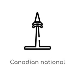 outline canadian national tower vector icon. isolated black simple line element illustration from monuments concept. editable vector stroke canadian national tower icon on white background