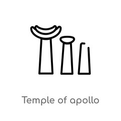 outline temple of apollo vector icon. isolated black simple line element illustration from monuments concept. editable vector stroke temple of apollo icon on white background
