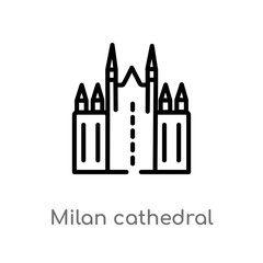 outline milan cathedral vector icon. isolated black simple line element illustration from monuments concept. editable vector stroke milan cathedral icon on white background