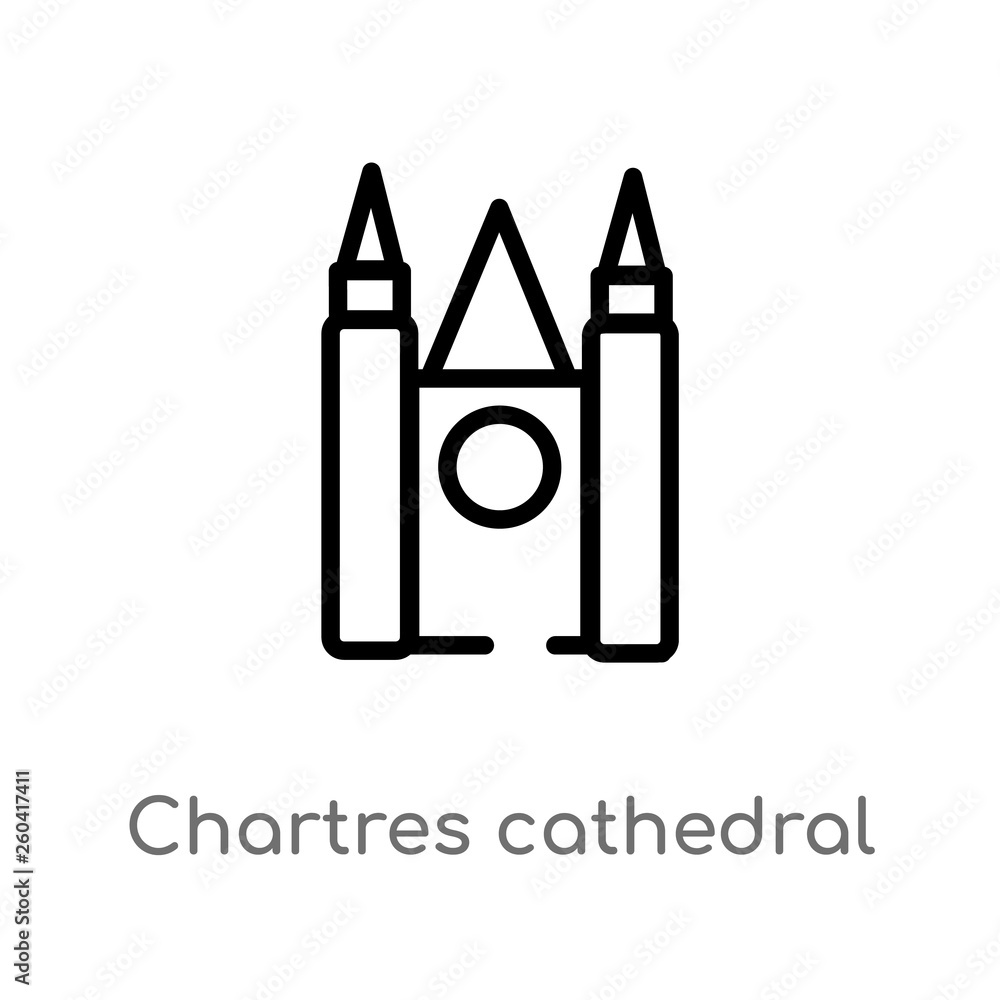 Poster outline chartres cathedral vector icon. isolated black simple line element illustration from monumen