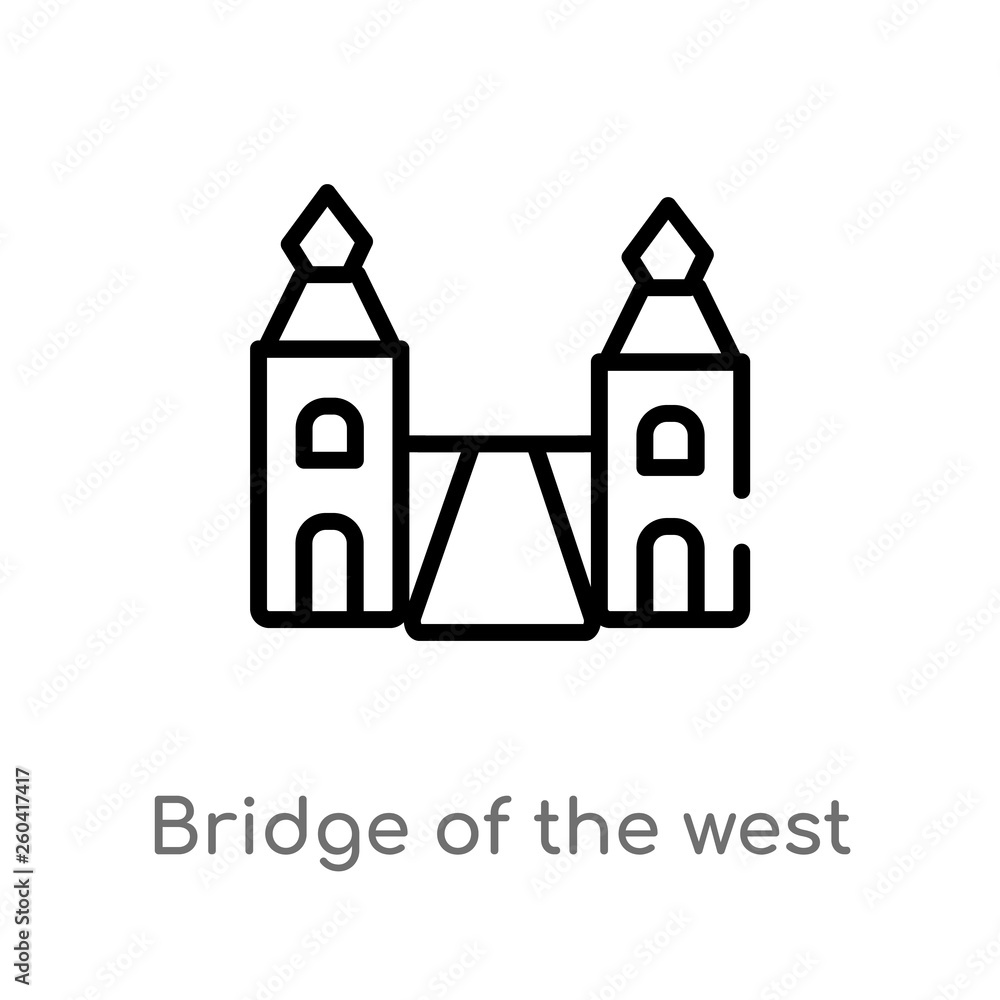 Poster outline bridge of the west vector icon. isolated black simple line element illustration from monumen