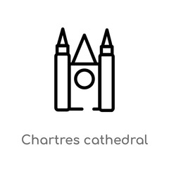 outline chartres cathedral vector icon. isolated black simple line element illustration from monuments concept. editable vector stroke chartres cathedral icon on white background