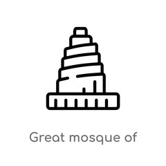 outline great mosque of samarra vector icon. isolated black simple line element illustration from monuments concept. editable vector stroke great mosque of samarra icon on white background