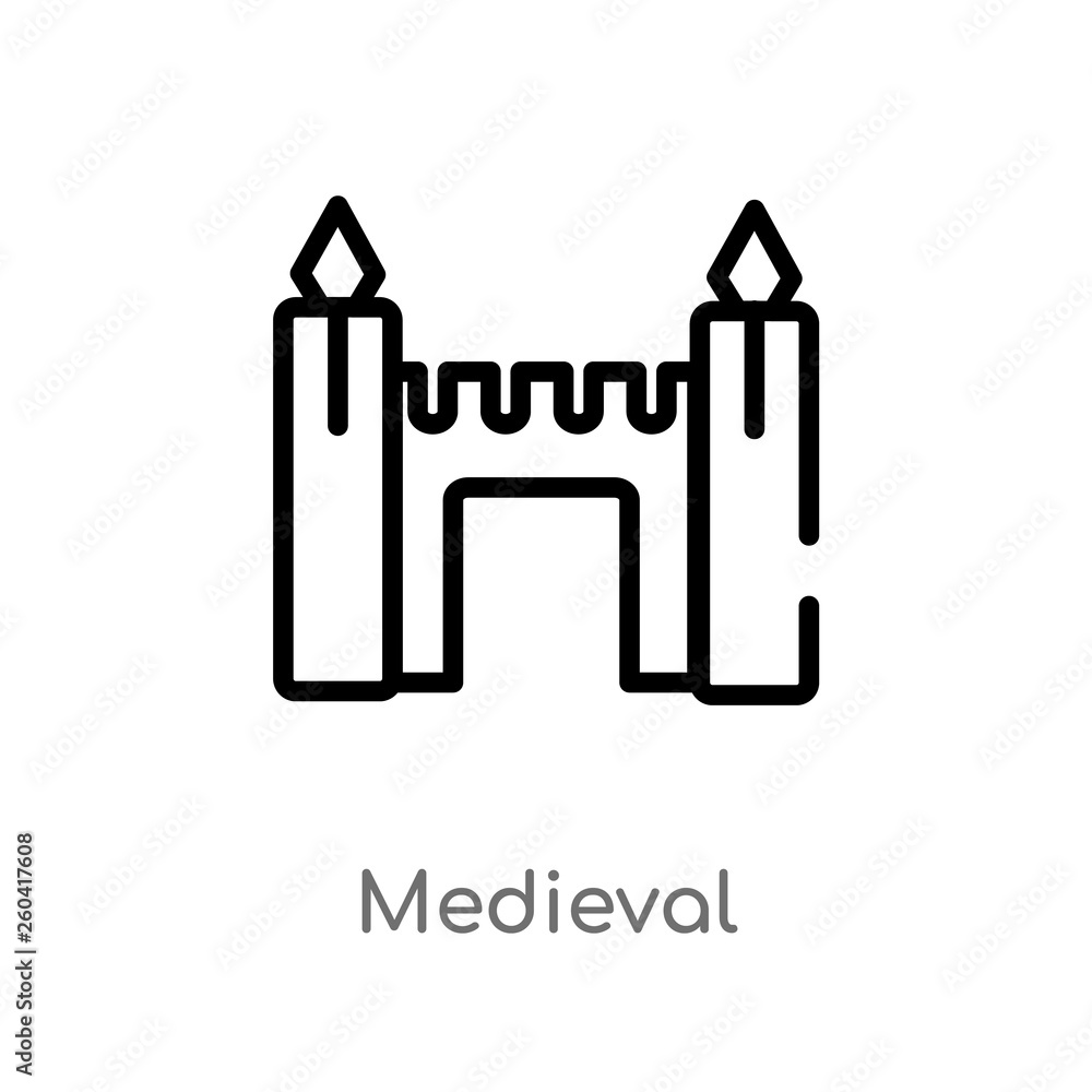 Poster outline medieval vector icon. isolated black simple line element illustration from monuments concept