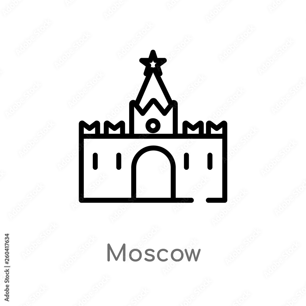Poster outline moscow vector icon. isolated black simple line element illustration from monuments concept. 