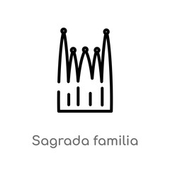 outline sagrada familia building vector icon. isolated black simple line element illustration from monuments concept. editable vector stroke sagrada familia building icon on white background