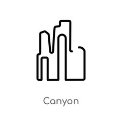 outline canyon vector icon. isolated black simple line element illustration from monuments concept. editable vector stroke canyon icon on white background