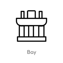 outline bay vector icon. isolated black simple line element illustration from monuments concept. editable vector stroke bay icon on white background
