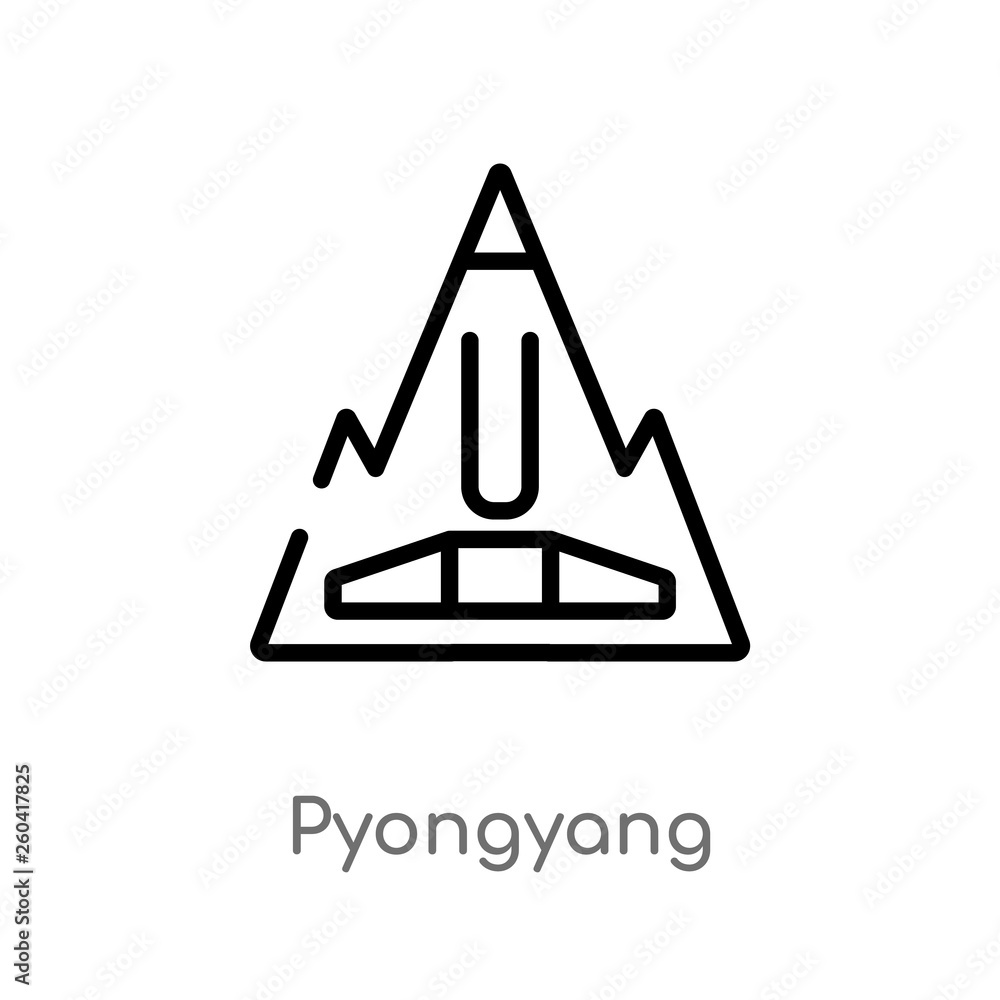 Poster outline pyongyang vector icon. isolated black simple line element illustration from monuments concep