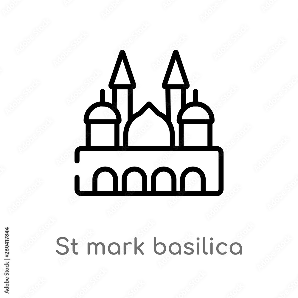 Poster outline st mark basilica vector icon. isolated black simple line element illustration from monuments