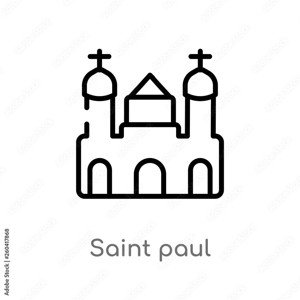 Poster outline saint paul vector icon. isolated black simple line element illustration from monuments conce
