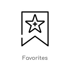 Fototapeta premium outline favorites vector icon. isolated black simple line element illustration from multimedia concept. editable vector stroke favorites icon on white background