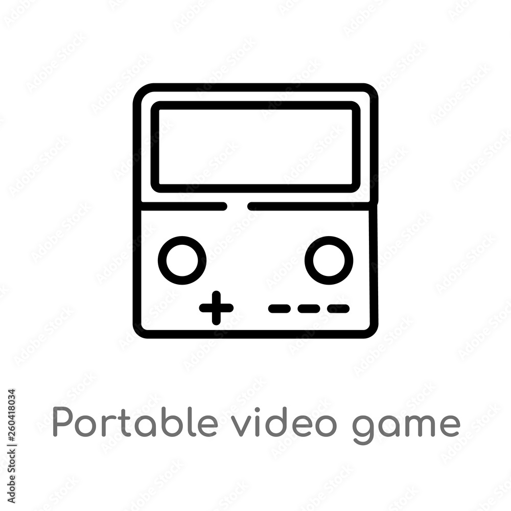 Poster outline portable video game console vector icon. isolated black simple line element illustration fro