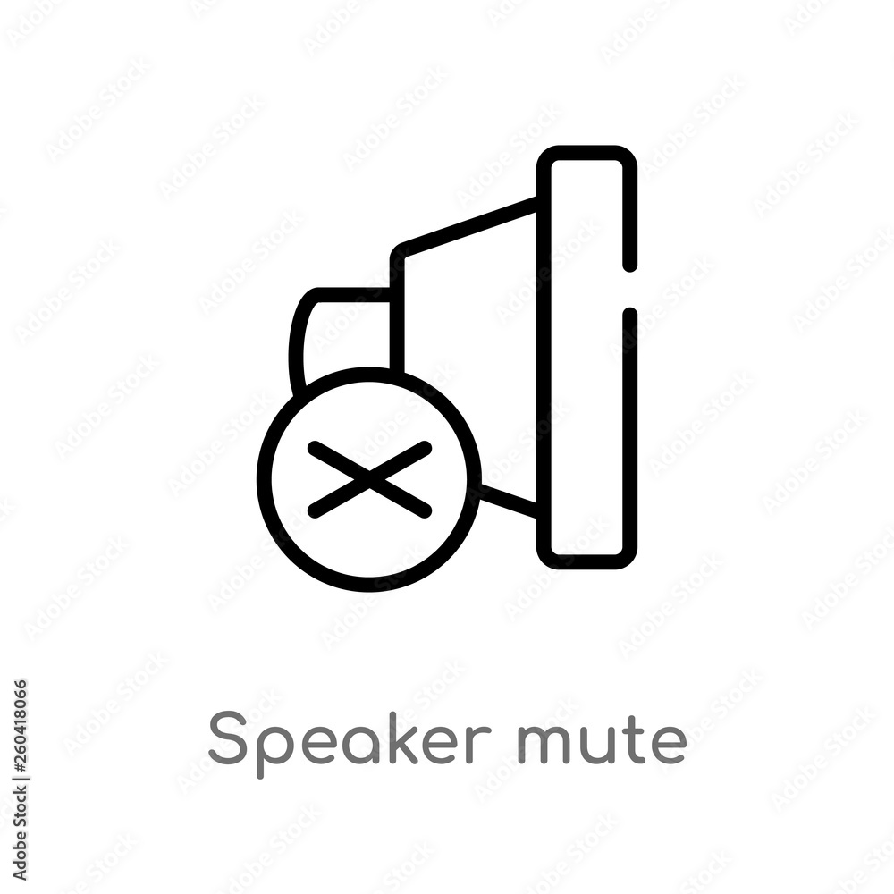 Poster outline speaker mute vector icon. isolated black simple line element illustration from multimedia co