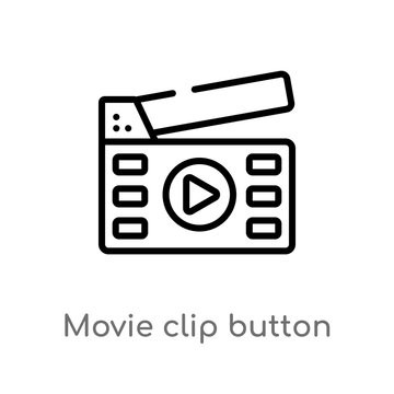 outline movie clip button vector icon. isolated black simple line element illustration from multimedia concept. editable vector stroke movie clip button icon on white background