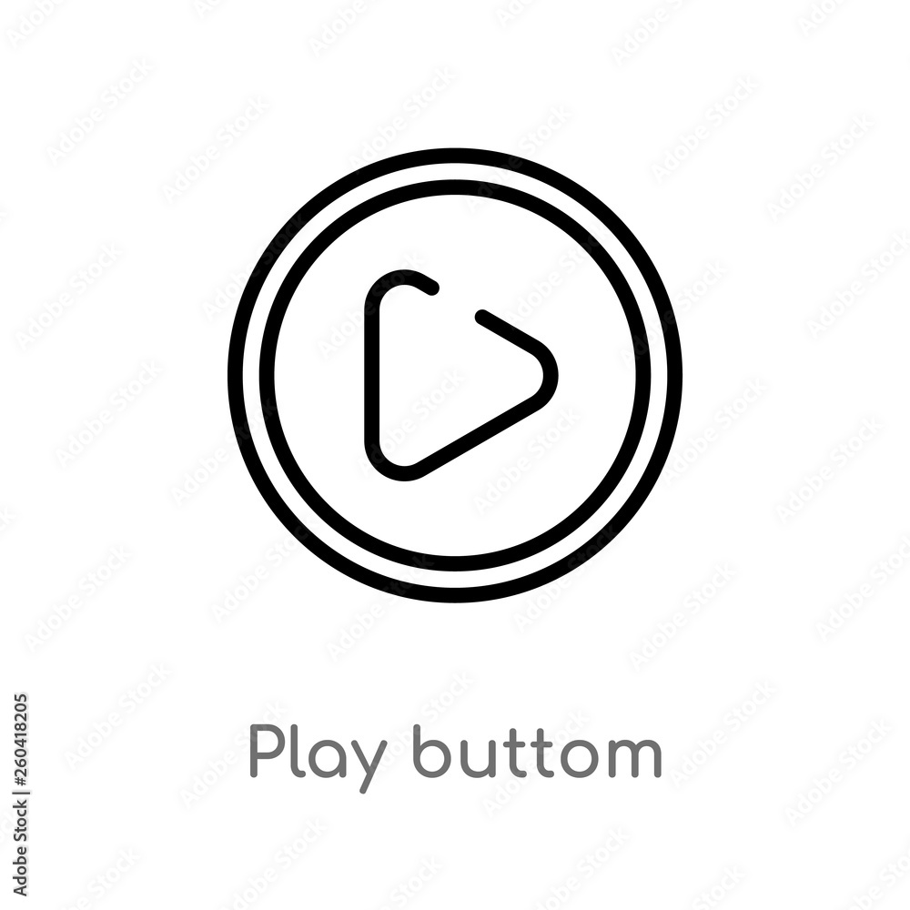 Aufkleber outline play buttom vector icon. isolated black simple line element illustration from multimedia con