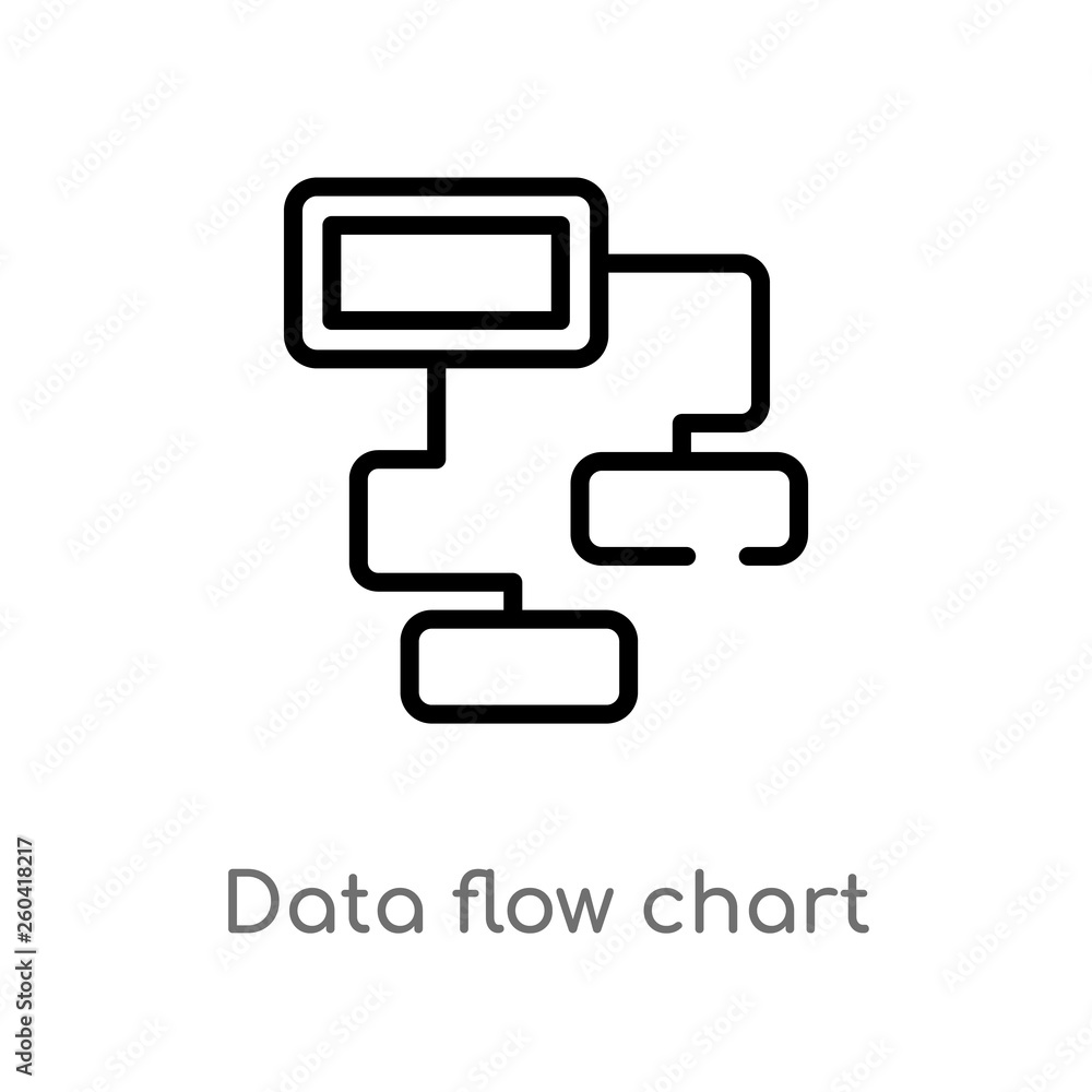 Poster outline data flow chart vector icon. isolated black simple line element illustration from multimedia