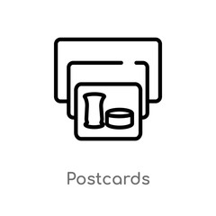 outline postcards vector icon. isolated black simple line element illustration from museum concept. editable vector stroke postcards icon on white background