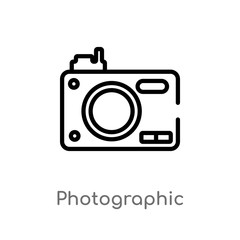 outline photographic vector icon. isolated black simple line element illustration from museum concept. editable vector stroke photographic icon on white background