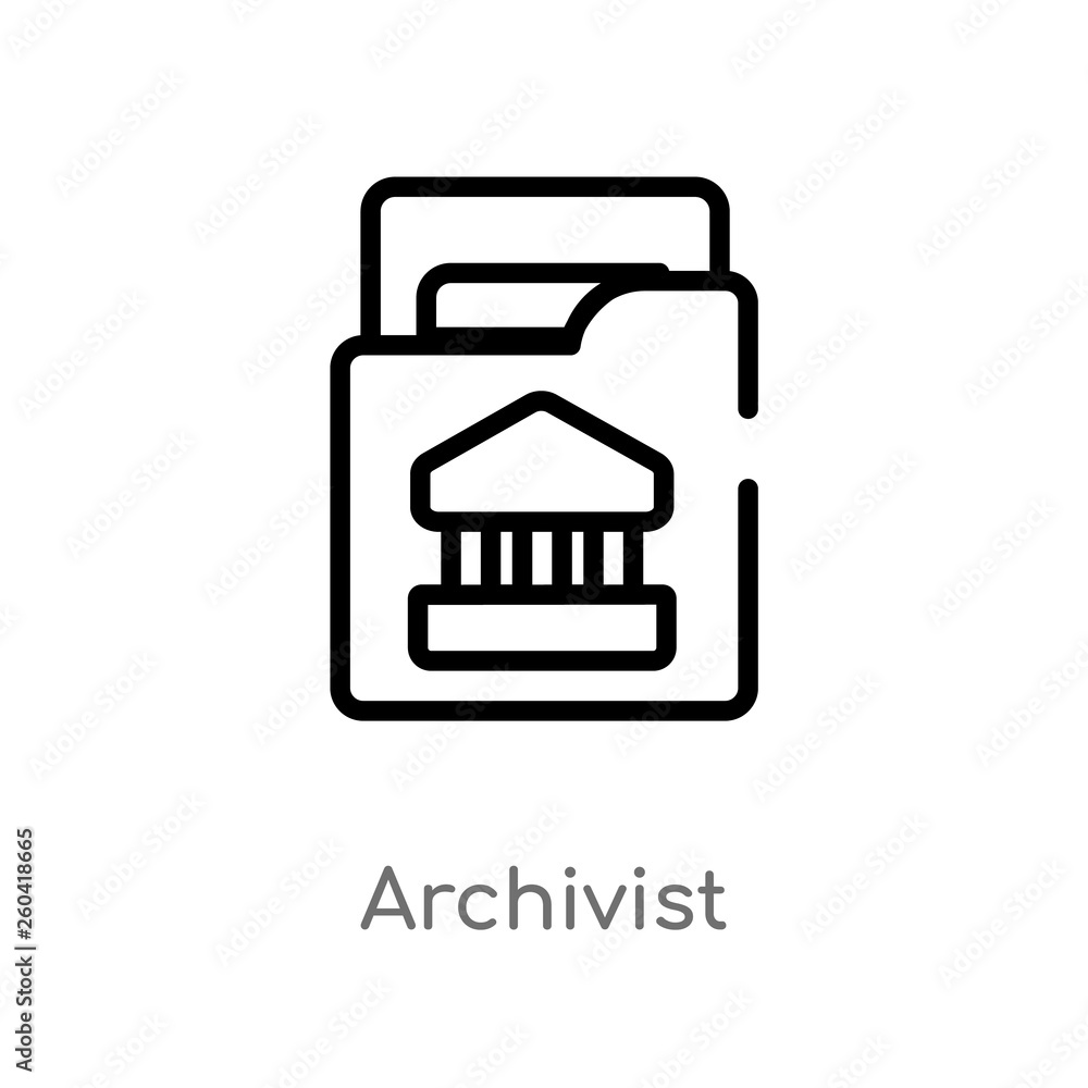 Poster outline archivist vector icon. isolated black simple line element illustration from museum concept. 