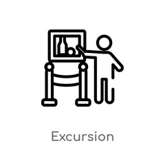outline excursion vector icon. isolated black simple line element illustration from museum concept. editable vector stroke excursion icon on white background