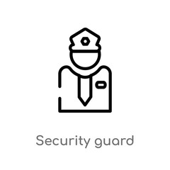 outline security guard vector icon. isolated black simple line element illustration from museum concept. editable vector stroke security guard icon on white background