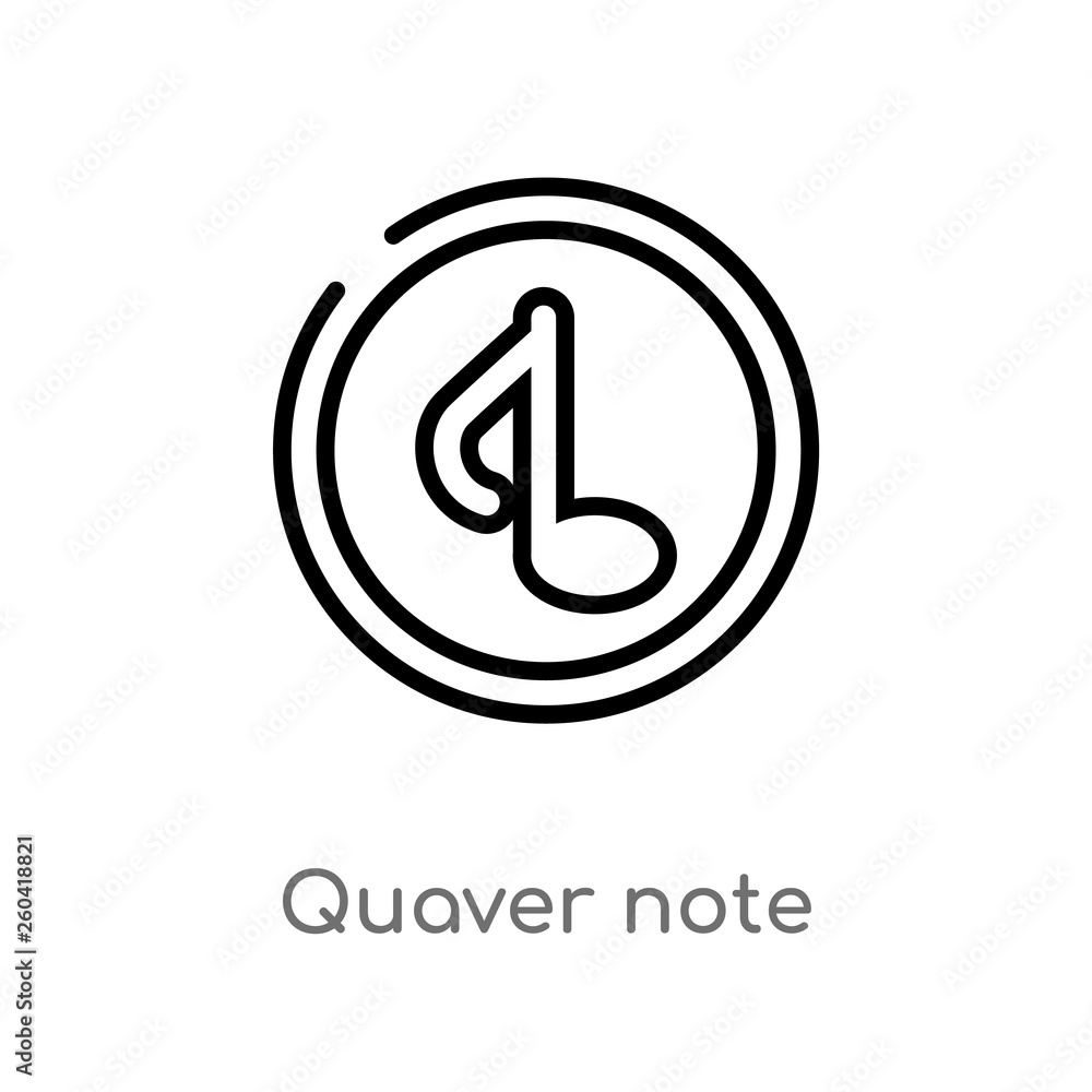 Poster outline quaver note vector icon. isolated black simple line element illustration from music concept.