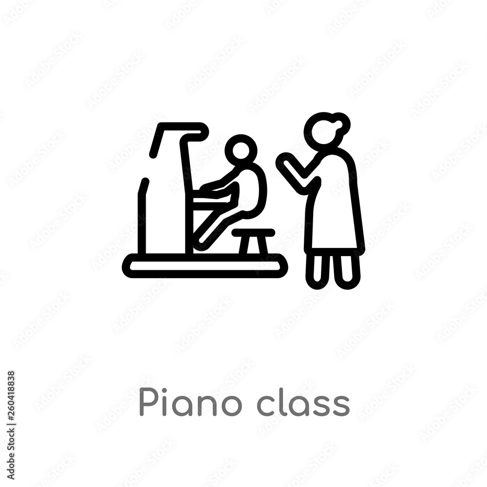 Aufkleber outline piano class vector icon. isolated black simple line element illustration from music concept.