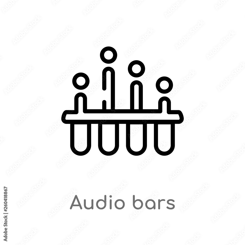 Poster outline audio bars vector icon. isolated black simple line element illustration from music concept. 