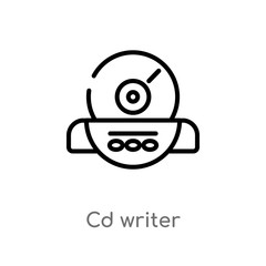 outline cd writer vector icon. isolated black simple line element illustration from music concept. editable vector stroke cd writer icon on white background