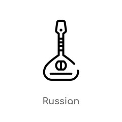 outline russian vector icon. isolated black simple line element illustration from music concept. editable vector stroke russian icon on white background
