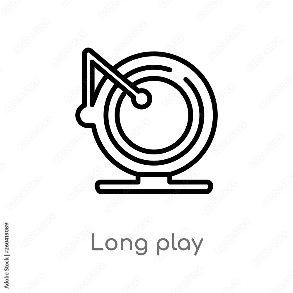 Aufkleber outline long play vector icon. isolated black simple line element illustration from music concept. e