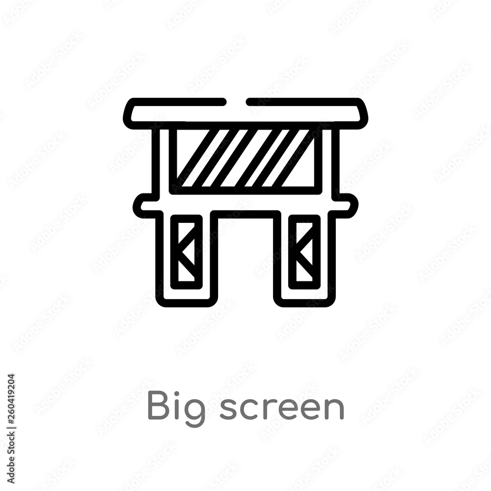 Poster outline big screen vector icon. isolated black simple line element illustration from music and multi