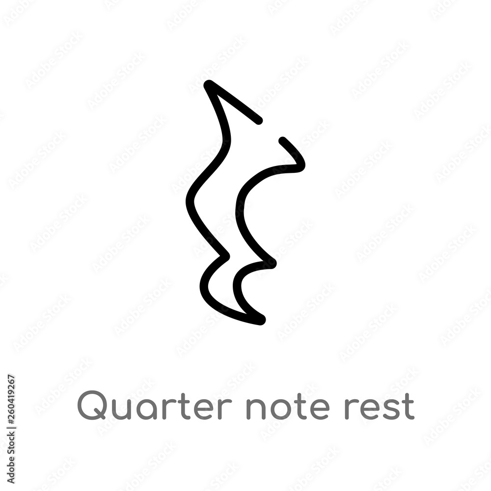 Aufkleber outline quarter note rest vector icon. isolated black simple line element illustration from music an