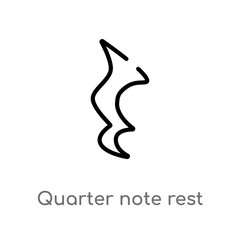 outline quarter note rest vector icon. isolated black simple line element illustration from music and media concept. editable vector stroke quarter note rest icon on white background